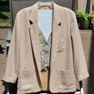 90's Boyfriend Blazer with Tapestry Vest Handmade Fully Lined Size 12 Wool Blend
